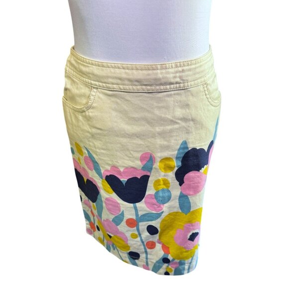 Retro Boden Floral Cotton Skirt With Side Zipper & Pockets Size US 4 - Picture 1 of 8